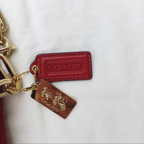 Authentic COACH Leather Bag Red & Gold Purse - Picture 5 of 8